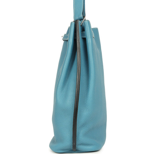 Hermes So Kelly 22 Blue Jean Togo Palladium Hardware