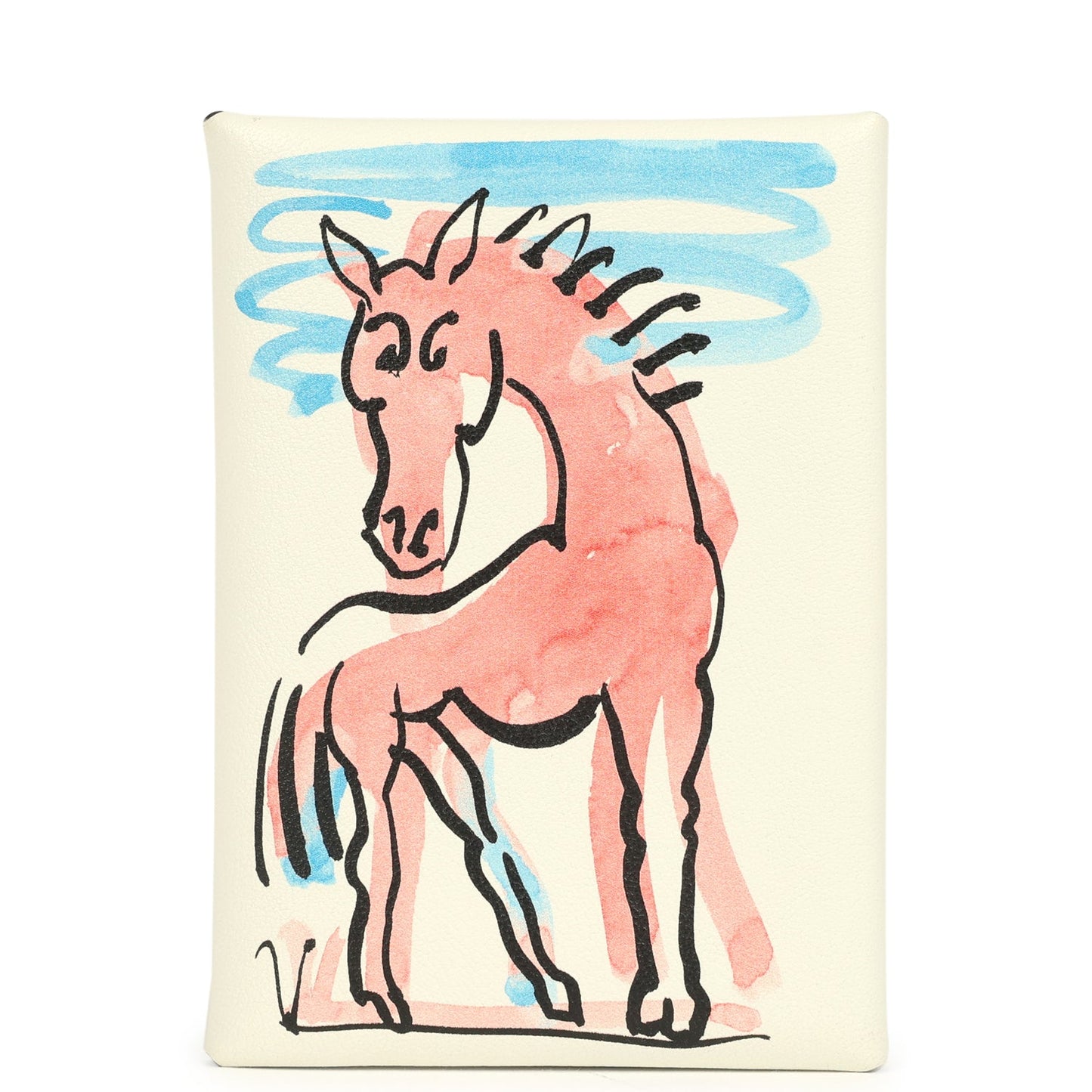 Hermes "Spring Horse" Calvi Duo Card Holder White Swift Palladium Hardware
