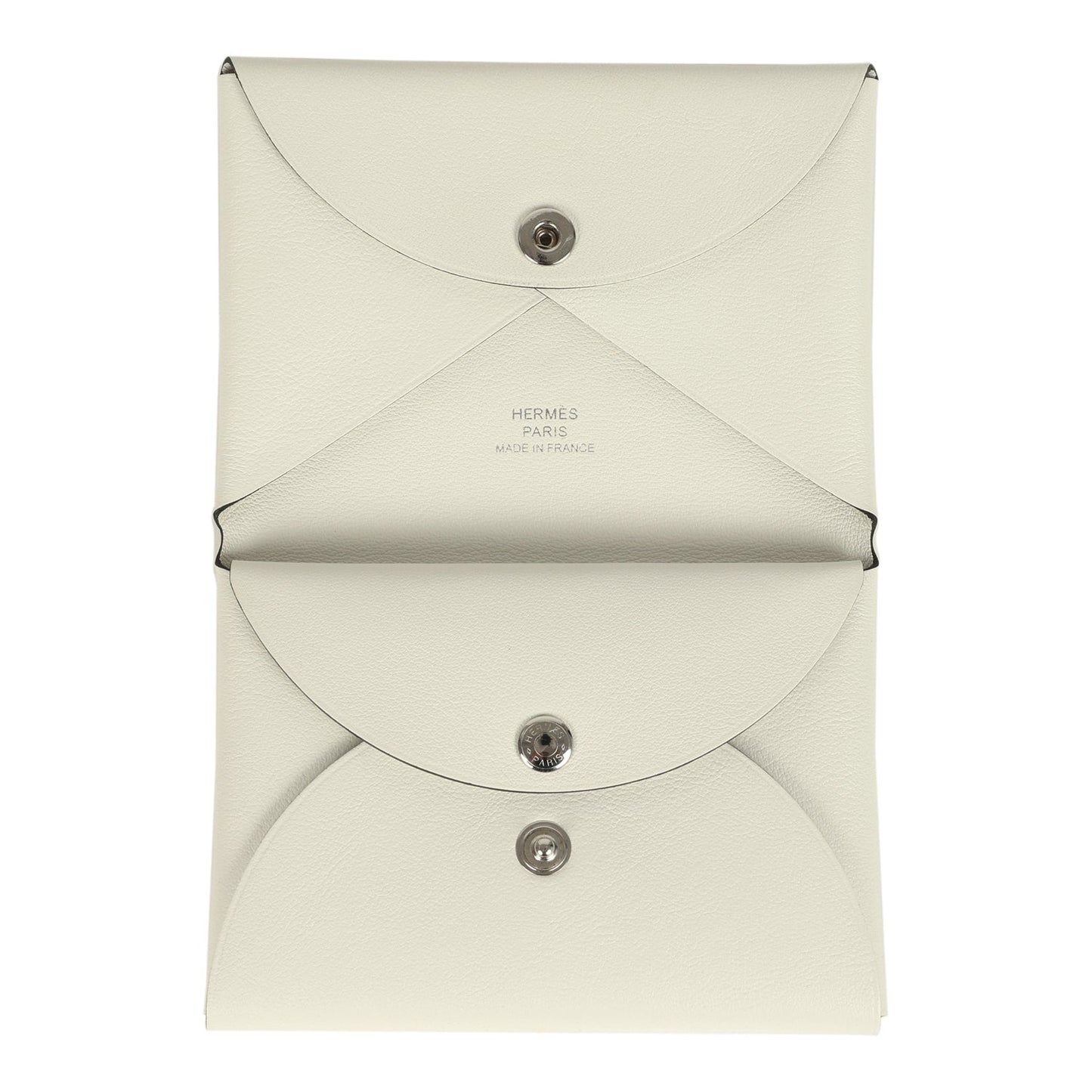Hermes "Spring Horse" Calvi Duo Card Holder White Swift Palladium Hardware