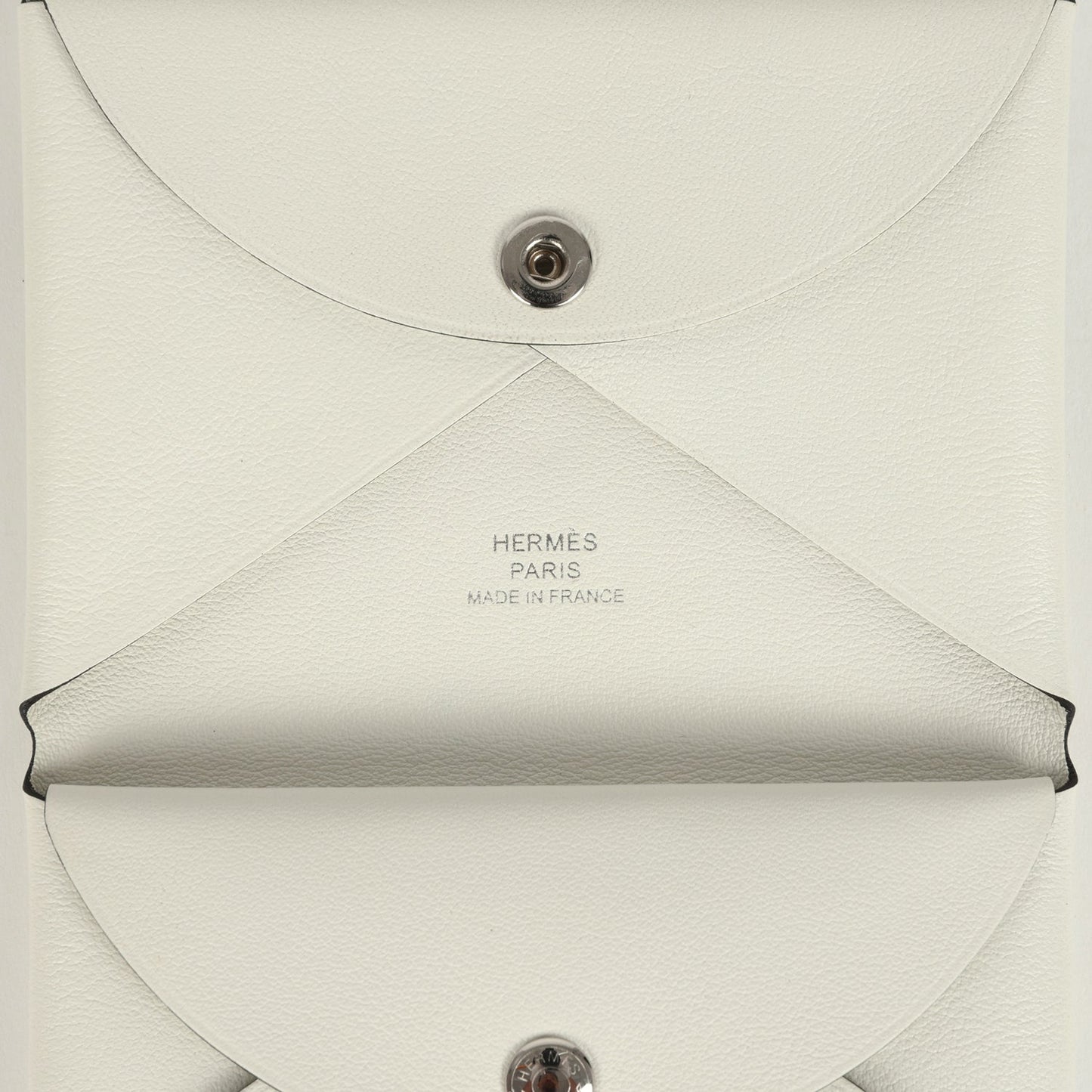 Hermes "Spring Horse" Calvi Duo Card Holder White Swift Palladium Hardware