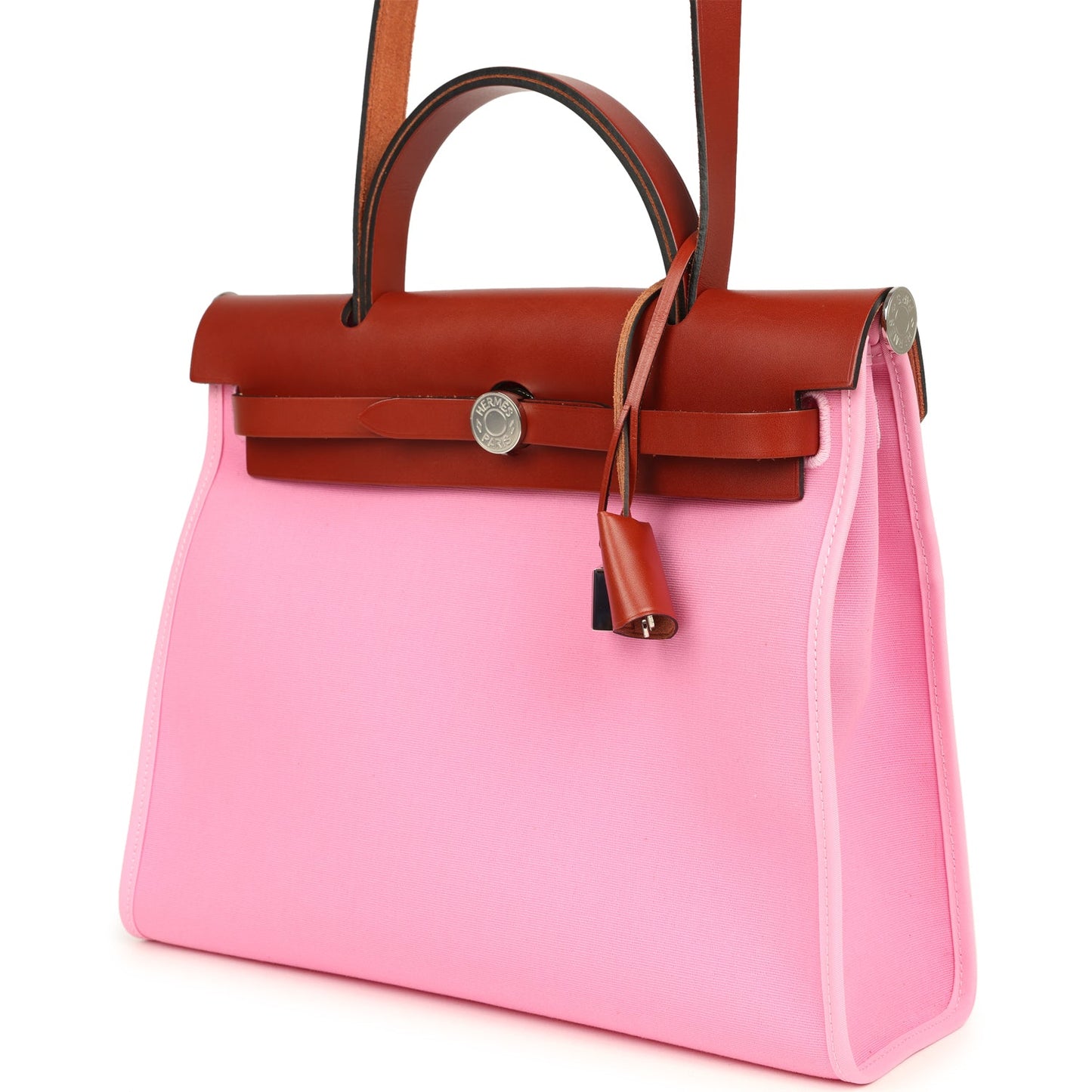 Hermes Herbag Zip PM 31 Bubblegum Pink Officier Canvas and Cuivre Hunter Palladium Hardware
