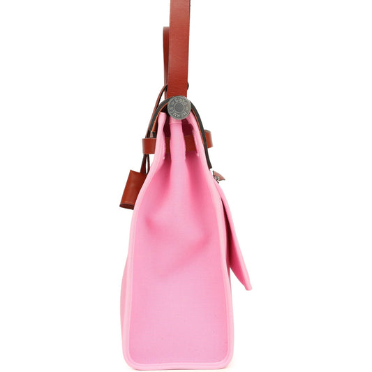 Hermes Herbag Zip PM 31 Bubblegum Pink Officier Canvas and Cuivre Hunter Palladium Hardware