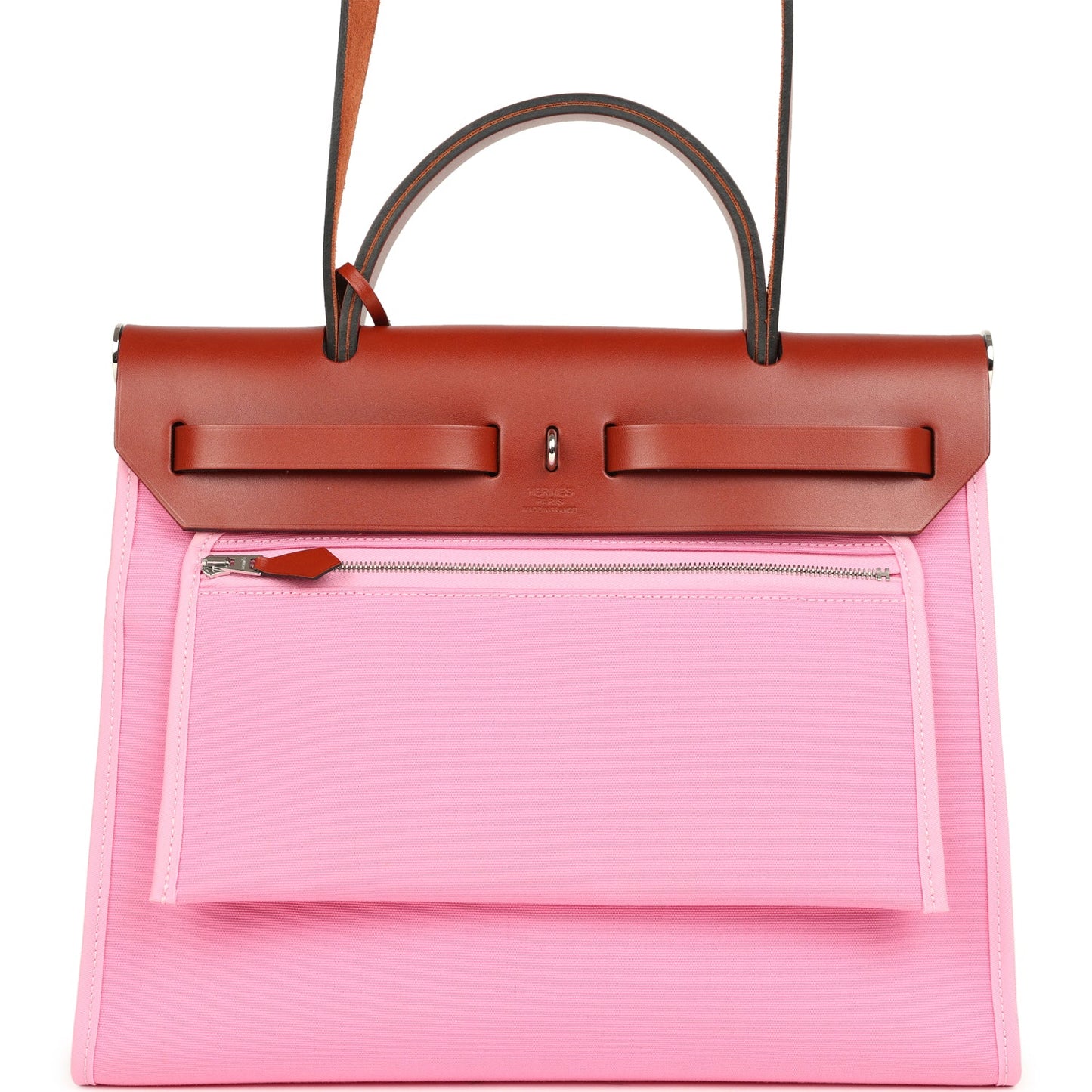 Hermes Herbag Zip PM 31 Bubblegum Pink Officier Canvas and Cuivre Hunter Palladium Hardware