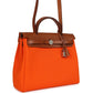 Hermes Herbag Zip PM 31 Orange Minium Toile H Canvas and Fauve Vache Hunter Palladium Hardware