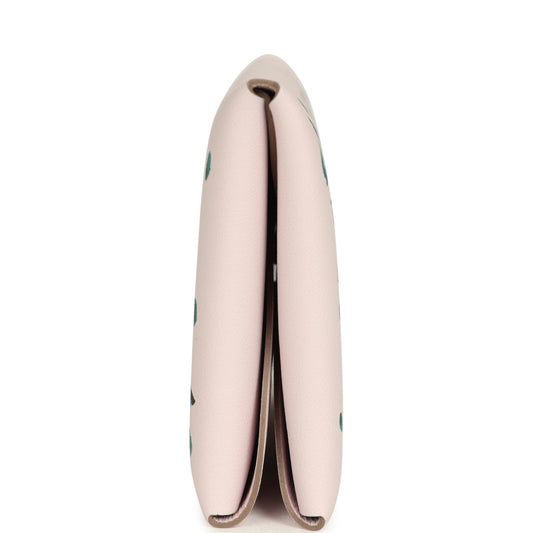 Hermes "Spring Owl" Calvi Duo Card Holder Mauve Pale Swift Palladium Hardware