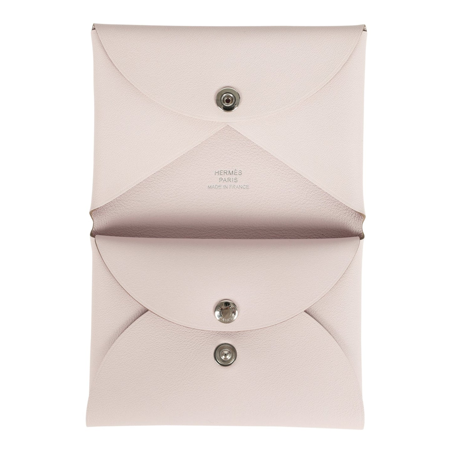 Hermes "Spring Owl" Calvi Duo Card Holder Mauve Pale Swift Palladium Hardware