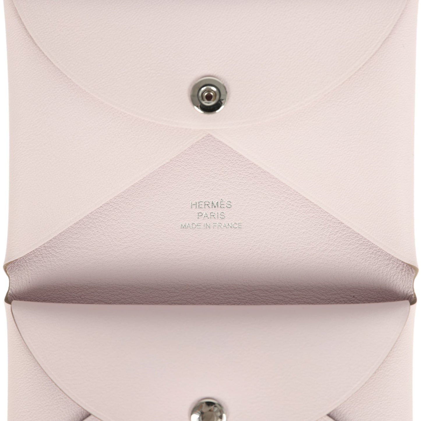 Hermes "Spring Owl" Calvi Duo Card Holder Mauve Pale Swift Palladium Hardware