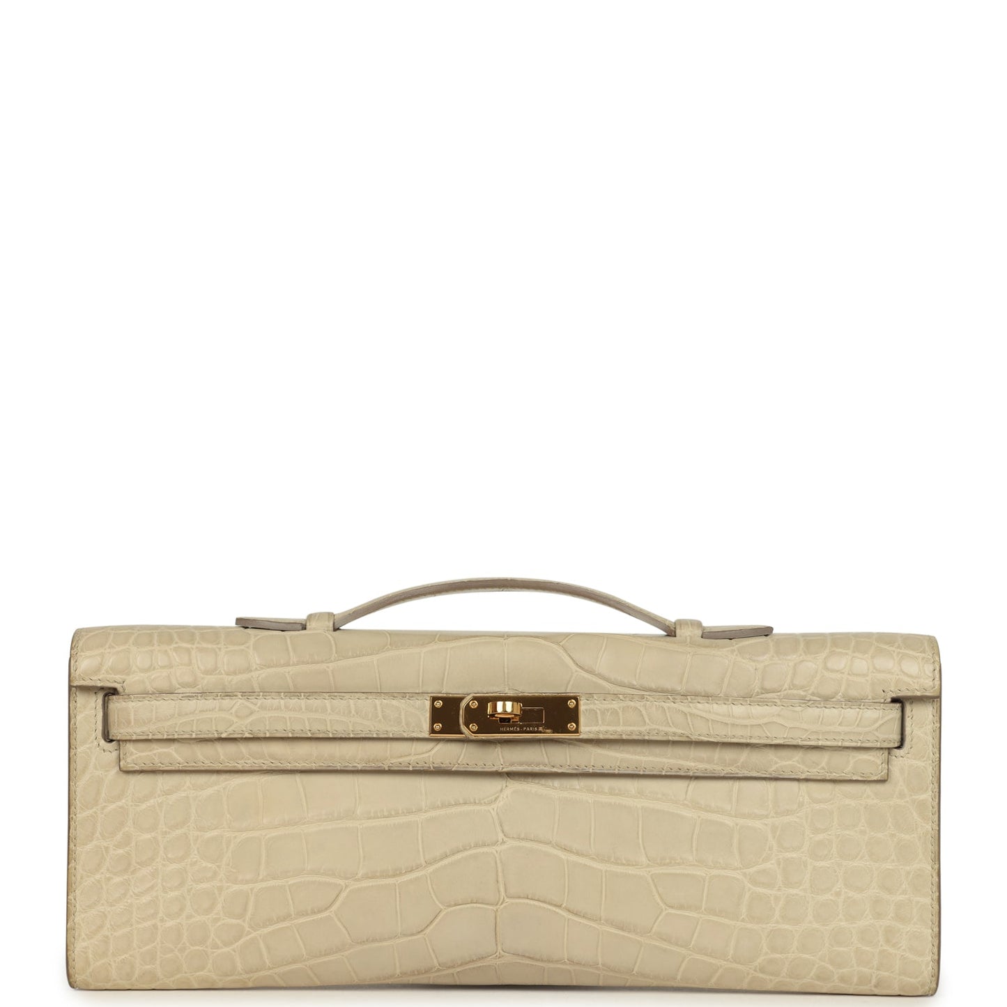 Hermes Kelly Cut Beton Matte Alligator Gold Hardware