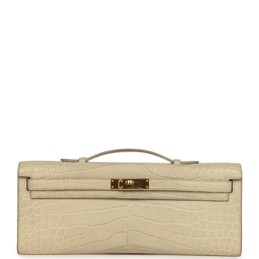 Hermes Kelly Cut Beton Matte Alligator Gold Hardware