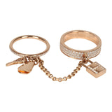 Hermes Kelly Cadenas Double Ring 18K Rose Gold & Diamonds