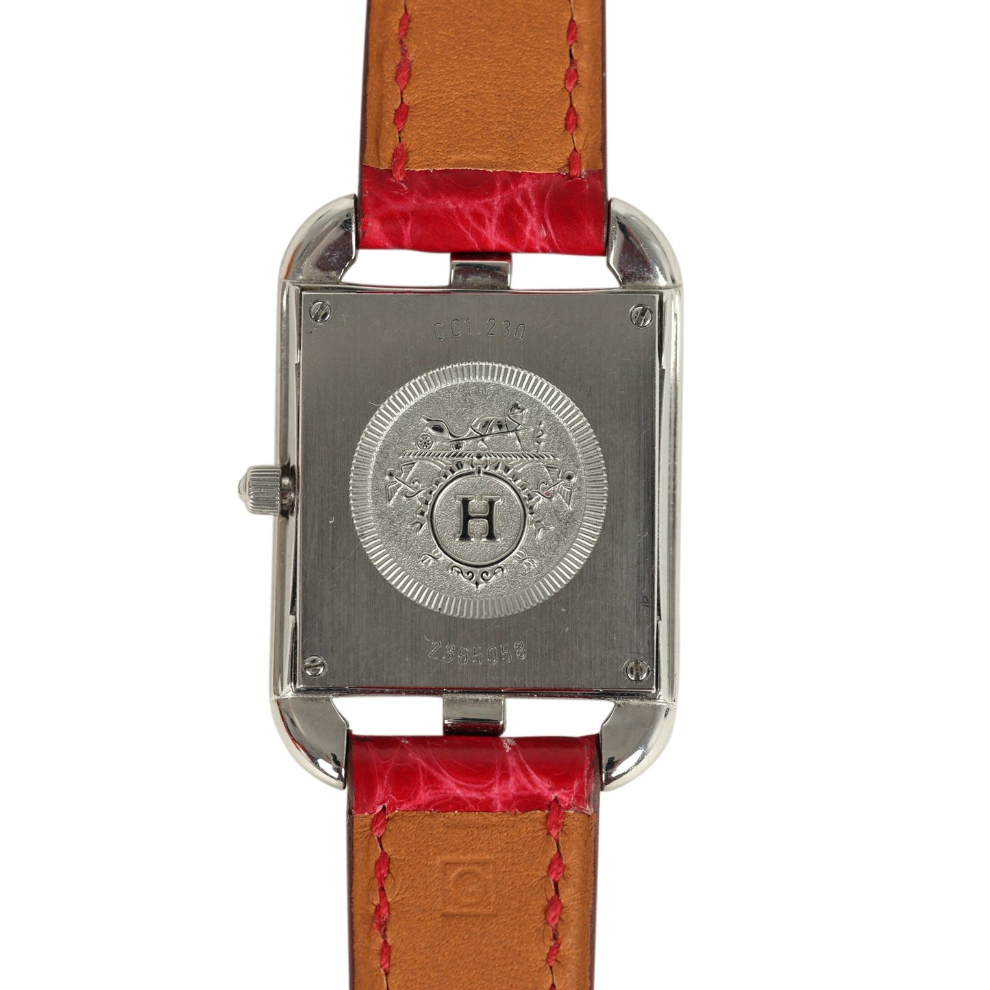 Hermes Cape Cod Watch Large Braise Shiny Alligator Steel Hardware & Diamonds