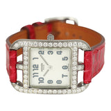 Hermes Cape Cod Watch Large Braise Shiny Alligator Steel Hardware & Diamonds