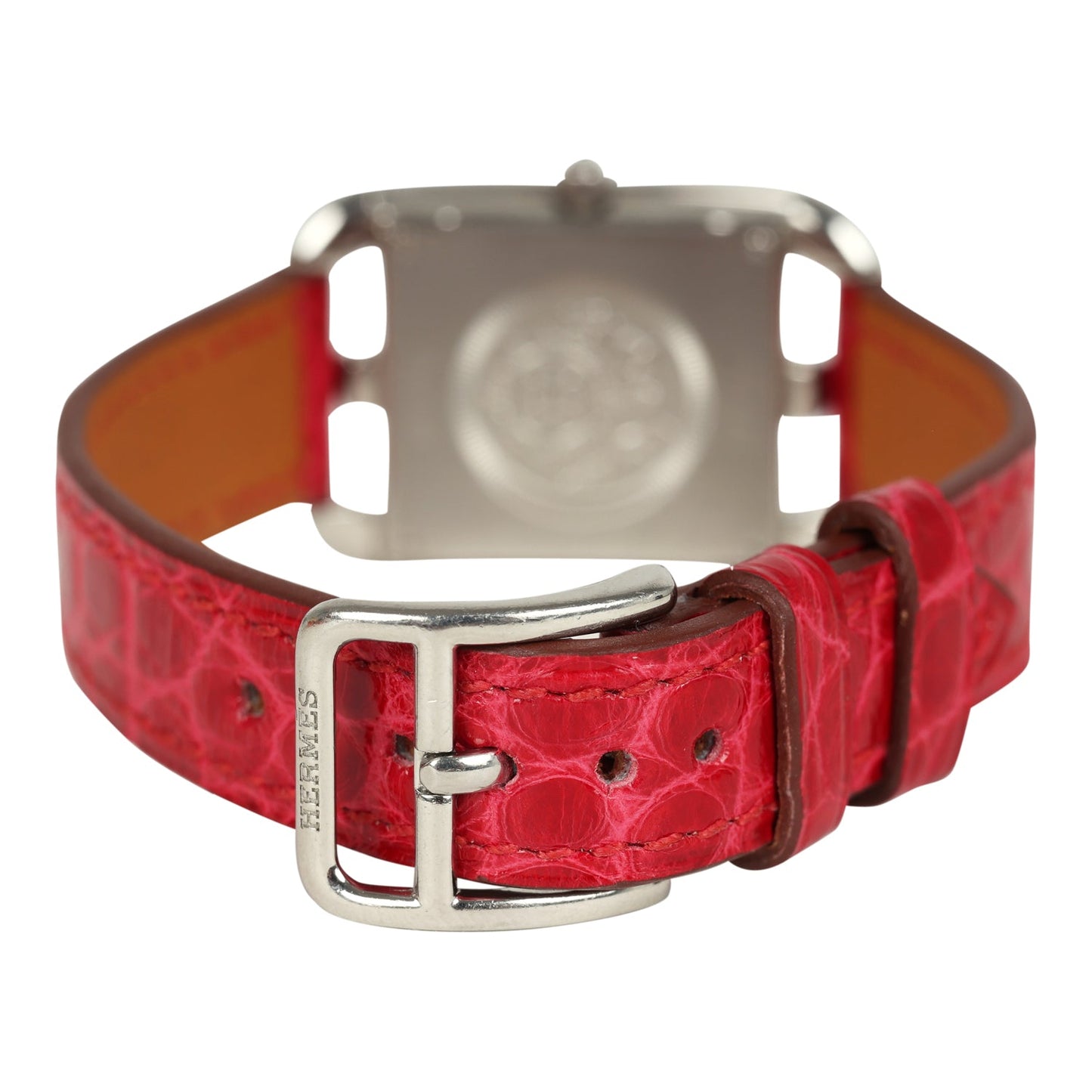 Hermes Cape Cod Watch Large Braise Shiny Alligator Steel Hardware & Diamonds