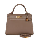 Hermes Kelly 28 Sellier Etoupe Epsom Gold Hardware