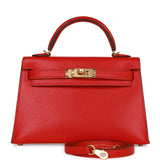 Hermes Kelly 20 Sellier Rouge de Coeur Chevre Gold Hardware