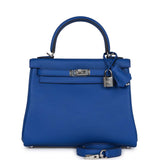Hermes Kelly 25 Retourne Bleu Royal Swift Palladium Hardware
