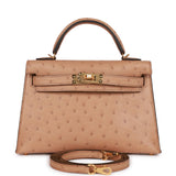 Hermes Kelly 20 Sellier Chai Ostrich Gold Hardware