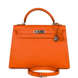 Hermes Kelly 32 Sellier Feu Epsom Palladium Hardware