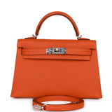 Hermes Kelly 20 Sellier Orange Epsom Palladium Hardware