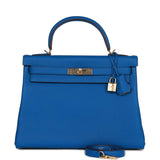 Hermes Kelly 32 Retourne Bleu Royal Verso Togo Permabrass Hardware