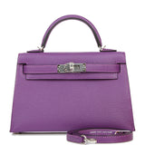 Hermes Kelly 20 Sellier Violet Verso Chèvre Palladium Hardware