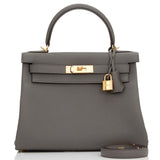 Hermes Kelly 28 Retourne Etain Togo Gold Hardware