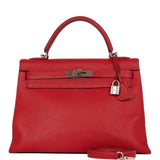 Hermes Kelly 32 Mou Vermillion Togo Palladium Hardware