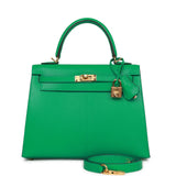 Hermes Kelly 25 Sellier Menthe Chevre Gold Hardware