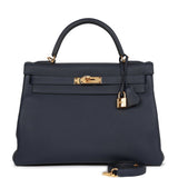 Hermes Kelly 32 Retourne Bleu Nuit Togo Gold Hardware