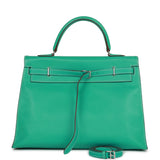 Hermes Kelly 35 Flat Lagoon Swift Palladium Hardware