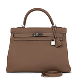 Hermes Kelly 32 Retourne Etoupe Togo Palladium Hardware