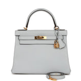 Hermes Kelly 28 Retourne Bleu Pale Clemence Gold Hardware