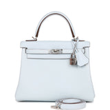 Hermes Kelly 25 Retourne Bleu Brume Swift Palladium Hardware
