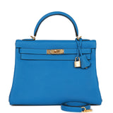 Hermes Kelly 32 Retourne Mykonos Clemence Gold Hardware
