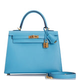 Hermes Kelly 25 Sellier Bleu du Nord Epsom Gold Hardware