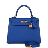 Hermes Kelly 25 Sellier Bleu Royal Epsom Gold Hardware