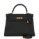 Hermes Kelly 32 Retourne Black Togo Gold Hardware
