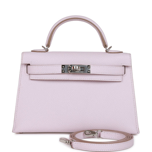 Hermes Kelly 20 Sellier Mauve Pale Epsom Palladium Hardware