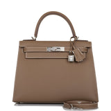Hermes Kelly 28 Sellier Etoupe Epsom Palladium Hardware