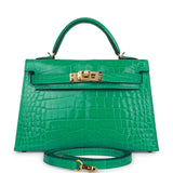 Hermes Kelly 20 Sellier Vert Jade Shiny Alligator Gold Hardware