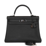 Hermes Kelly 32 Retourne Black Togo Palladium Hardware