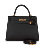 Hermes Kelly 28 Sellier Black Madame Gold Hardware