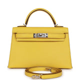 Hermes Kelly 20 Sellier Jaune de Naples Verso Chèvre Palladium Hardware