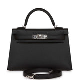 Hermes Kelly 20 Sellier Black Epsom Palladium Hardware