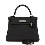 Hermes Kelly 28 Retourne Black Togo Palladium Hardware