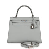 Hermes Kelly 25 Sellier Bleu Glacier Epsom Palladium Hardware
