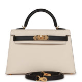 Hermes Special Order (HSS) Kelly 20 Sellier Craie and Black Epsom Gold Hardware