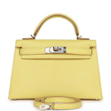 Hermes Kelly 20 Sellier Limoncello Chevre Palladium Hardware