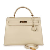 Hermes Kelly 32 Sellier Parchemin Box Gold Hardware