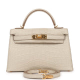 Hermes Kelly 20 Sellier Beton Mate Alligator Gold Hardware